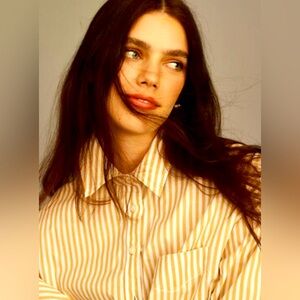 Anthropologie Maeve Bennet Yellow Striped Buttondown Shirt - like NEW